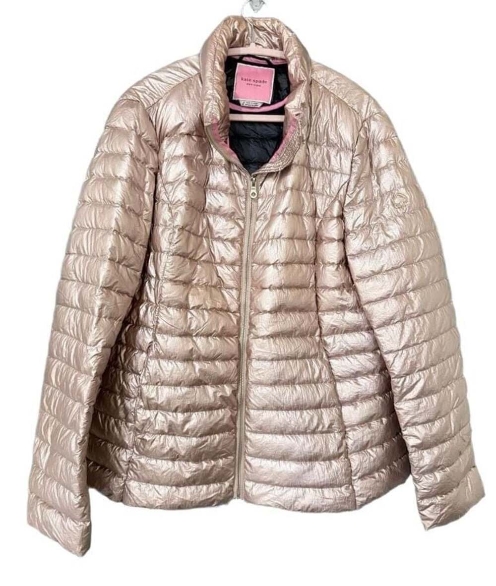 Kate Spade New York Metallic Puffer Jacket Rose Gold Size XL Arttowear Down Feat